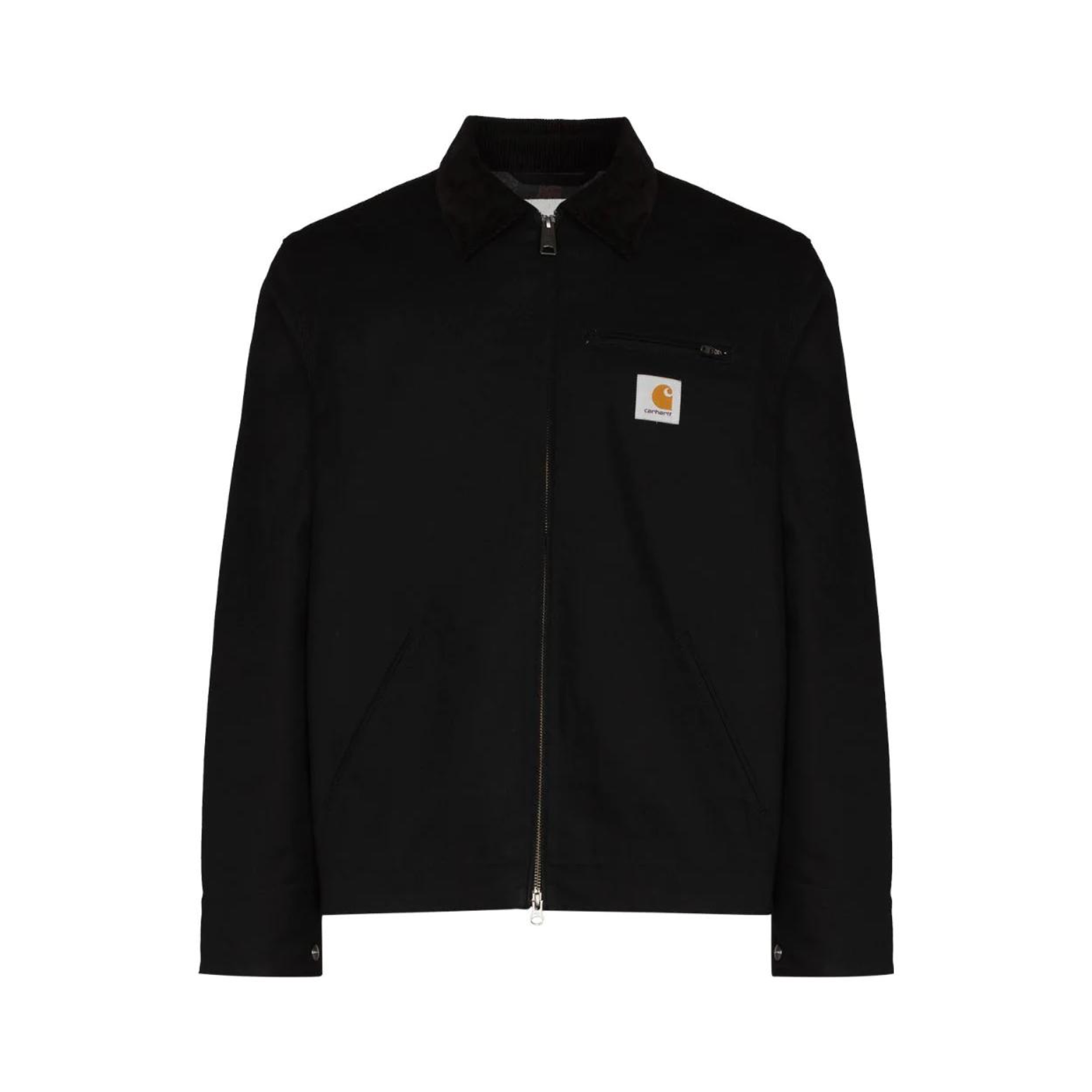 【崔晋同款】Carhartt/卡哈特 标贴底特律灯芯绒内衬翻领拉链长袖夹克 男女同款 i028424-0mq-01 黑色