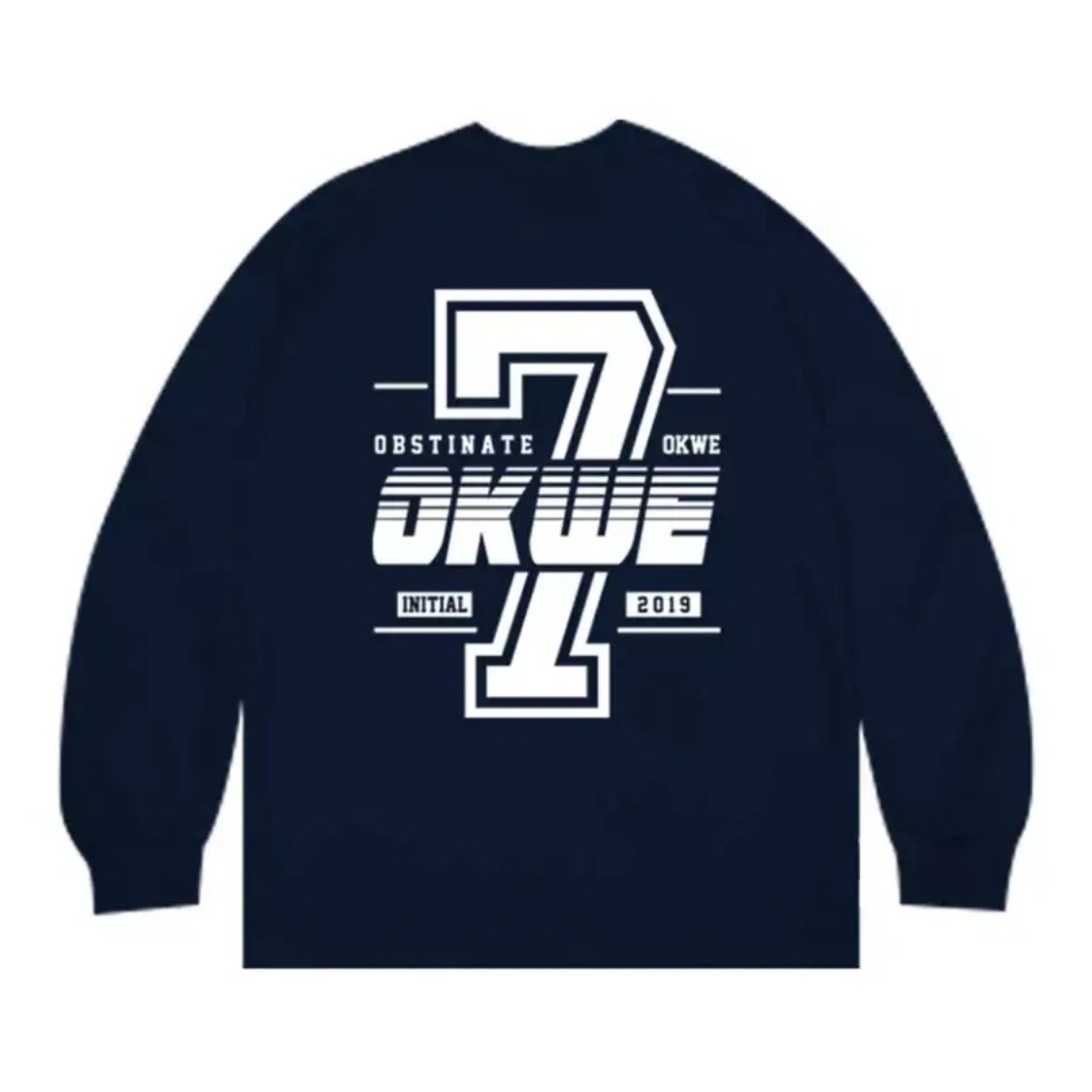 OKWE 数字7字母大印花长袖卫衣 男女同款 OW2200051 藏蓝