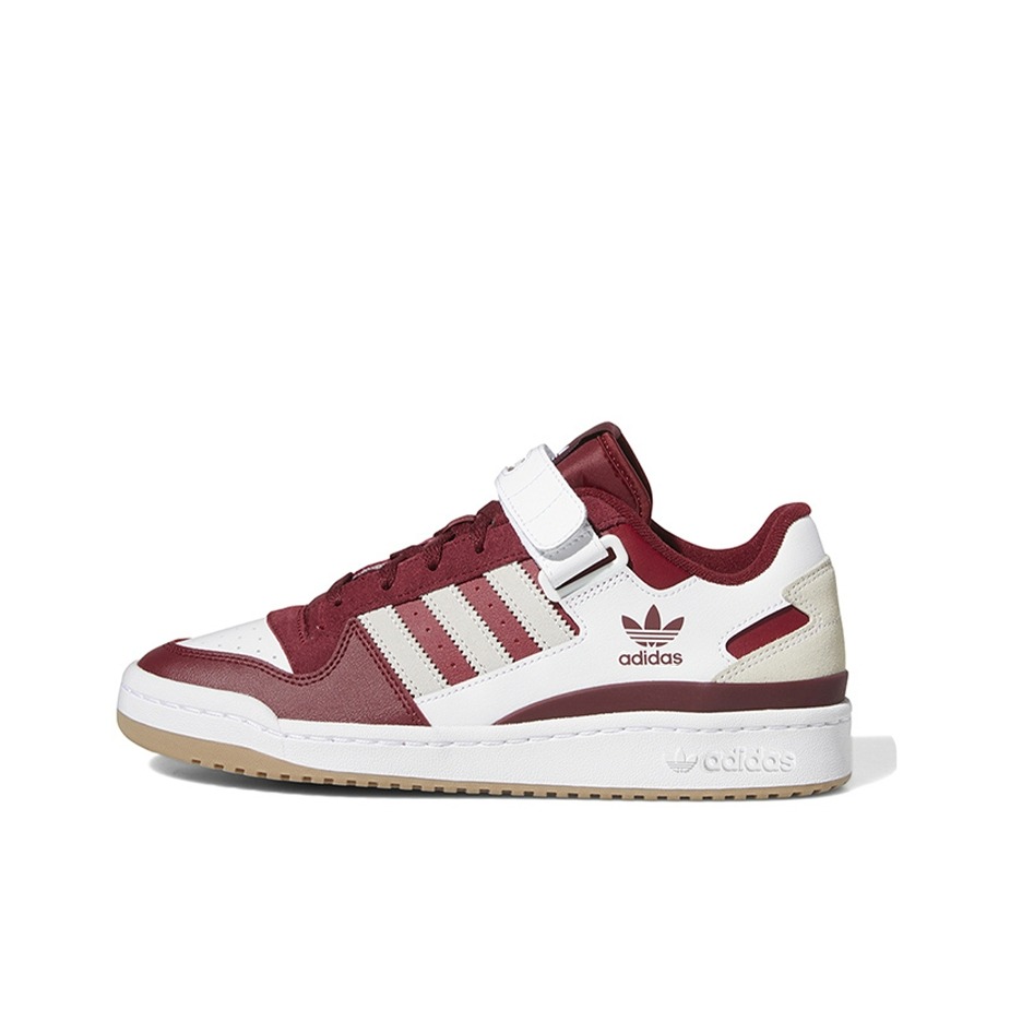 推荐商品：adidas Originals Forum 板鞋 轻便复古防滑时尚魔术贴篮球风薄底包裹性 酒红色/白色