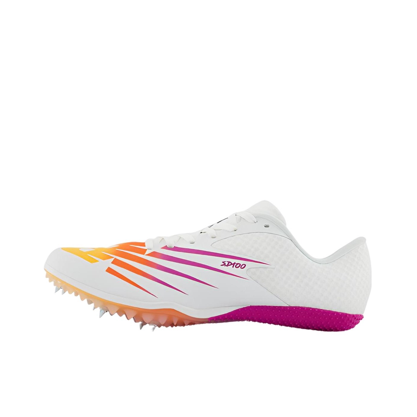 推荐商品：New Balance SD100 跑鞋 比赛短跑防滑耐磨轻便透气织物田径马拉松 白色/橙色