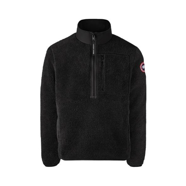 Canada Goose 羊毛纯色徽标摇粒绒长袖套头立领夹克 男女同款