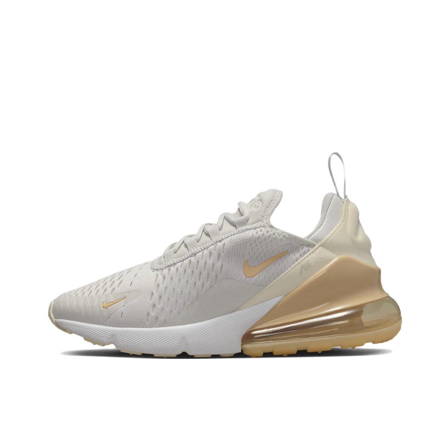 推荐商品：Nike Air Max 270 气垫缓震 轻便透气 耐磨 时尚复古 舒适百搭 防滑 支撑 防水 织物 跑鞋 浅灰/卡其