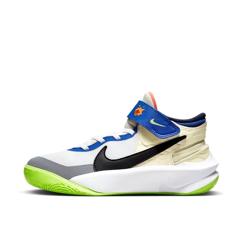 推荐商品：Nike Team Hustle D 10 Flyease 易穿脱 防滑耐磨 减震透气 实战 训练 织物 合成革 舒适百搭 魔术贴 篮球鞋 GS/白色/米黄/绿色