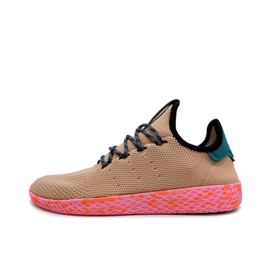 推荐商品：adidas Tennis Hu 运动休闲鞋 防滑耐磨网面透气舒适轻便 Pharrell/Pink Marble Pharrell Williams联名/浅棕/蓝粉