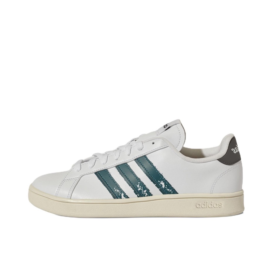 推荐商品：adidas NEO Grand Court 板鞋 防滑耐磨减震透气休闲复古时尚防水轻运动 白色/绿色条纹
