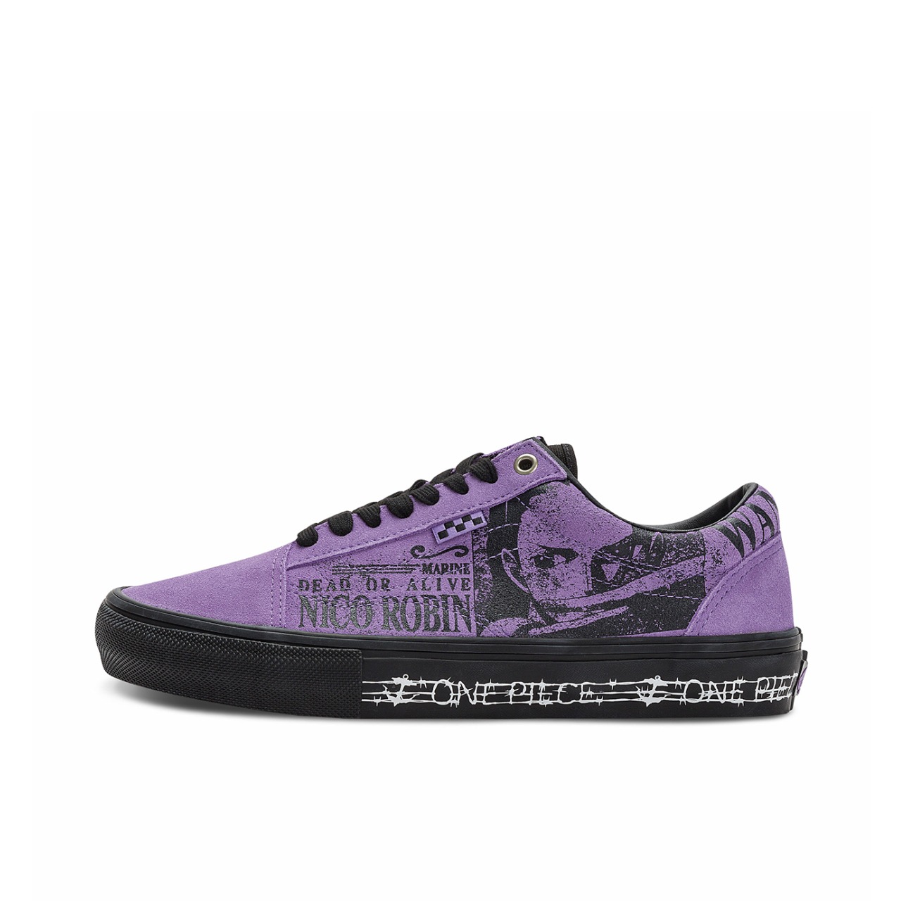 推荐商品：Vans/范斯 Old Skool 滑板鞋 板鞋 轻便防滑复古舒适经典 ONE PIECE联名/妮可·罗宾/紫色