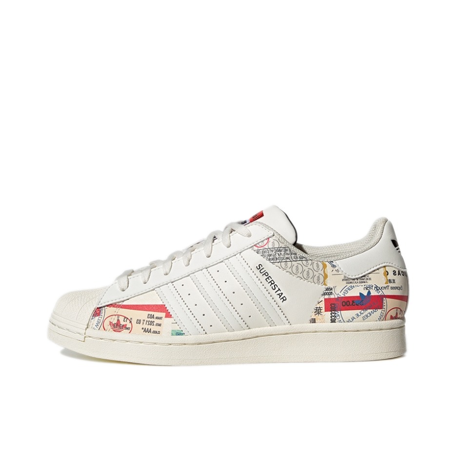 推荐商品：【宋雨琦同款】 adidas Originals Superstar 板鞋 轻便贝壳头薄底舒适百搭耐磨复古 米色/红色
