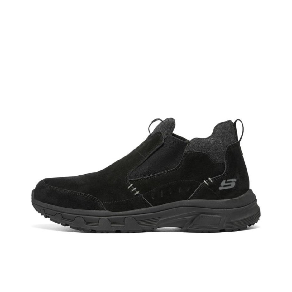 推荐商品：Skechers/斯凯奇 Oak Canyon 防滑耐磨 舒适减震 轻质 拼接 百搭复古 织物 一脚蹬 运动 跑鞋 黑色