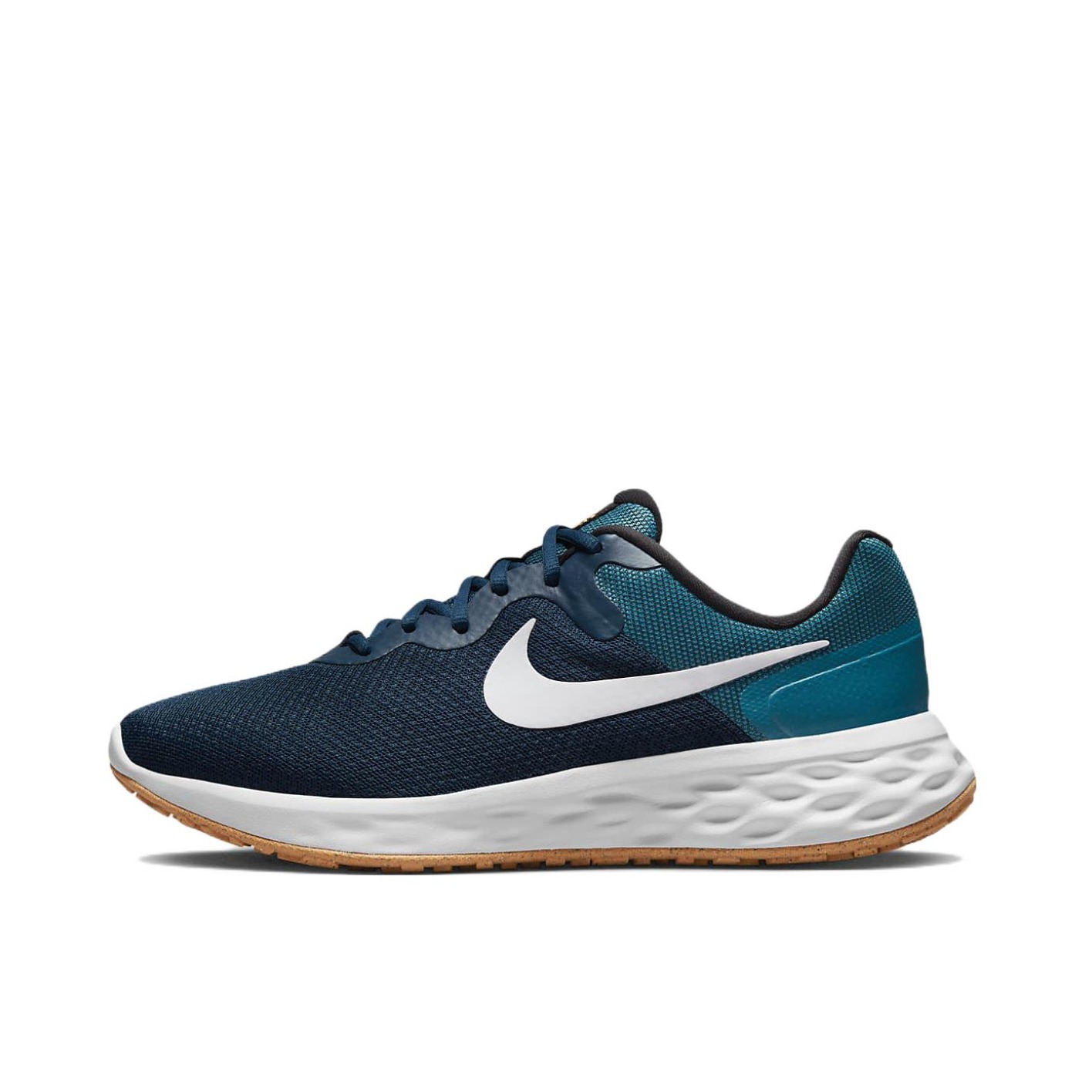 推荐商品：Nike Revolution 6 跑鞋 减震网面透气回弹圆头  缬草蓝/白色/杉木绿
