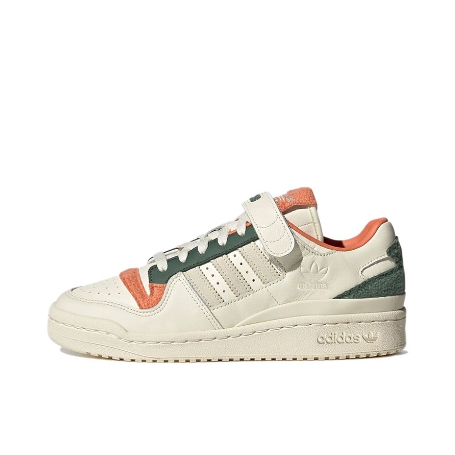 推荐商品：adidas Originals Forum 板鞋 轻便复古防滑时尚魔术贴篮球风薄底包裹性 米色/绿色