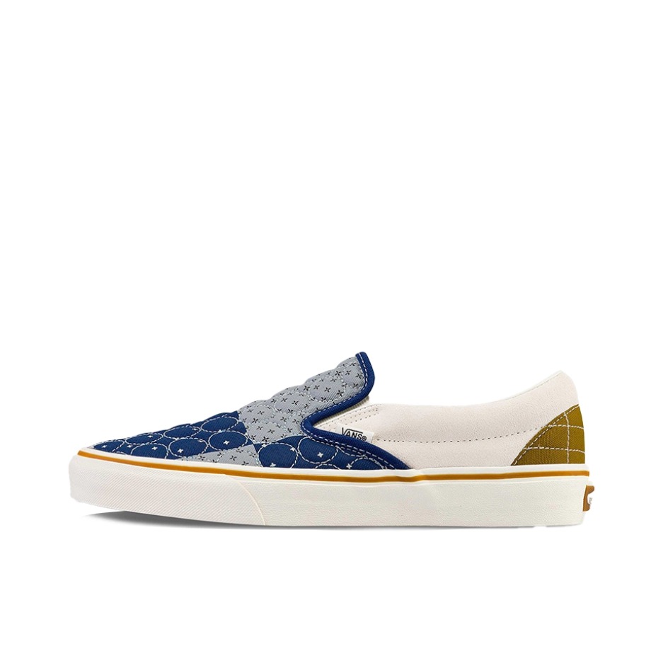 推荐商品：Vans/范斯 Classic Slip-on 防滑 简约 棋盘格 一脚蹬 百搭 休闲 帆布鞋 蓝色\拼布