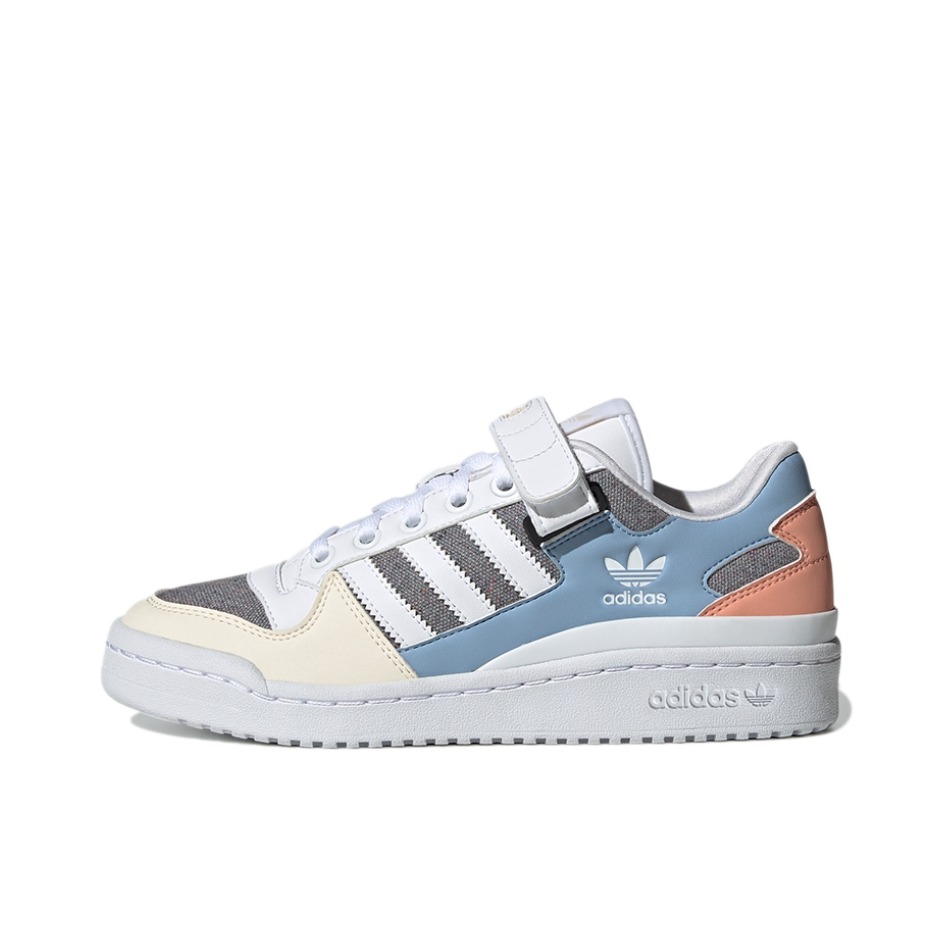 推荐商品：adidas Originals Forum 板鞋 轻便复古防滑时尚魔术贴篮球风薄底包裹性 低帮/白色/蓝色/灰色