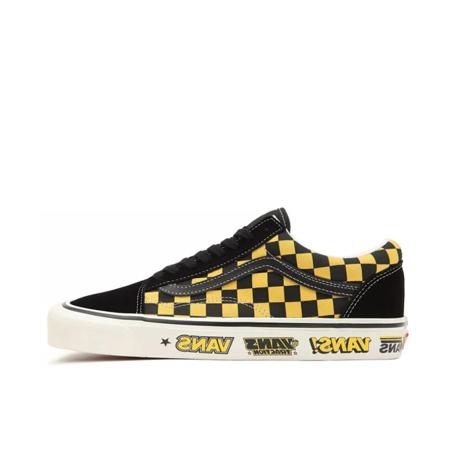 推荐商品：Vans/范斯 Old Skool 滑板鞋 板鞋 轻便防滑复古舒适经典 黄色/黑色/棋盘格