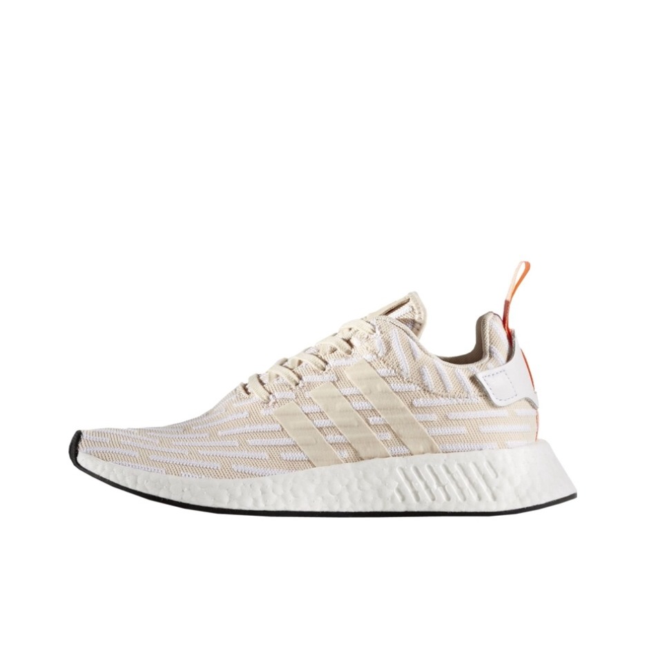 推荐商品：adidas Originals NMD R2 防滑耐磨 轻便透气 简约潮流 舒适百搭 运动休闲鞋 Linen 白橙色
