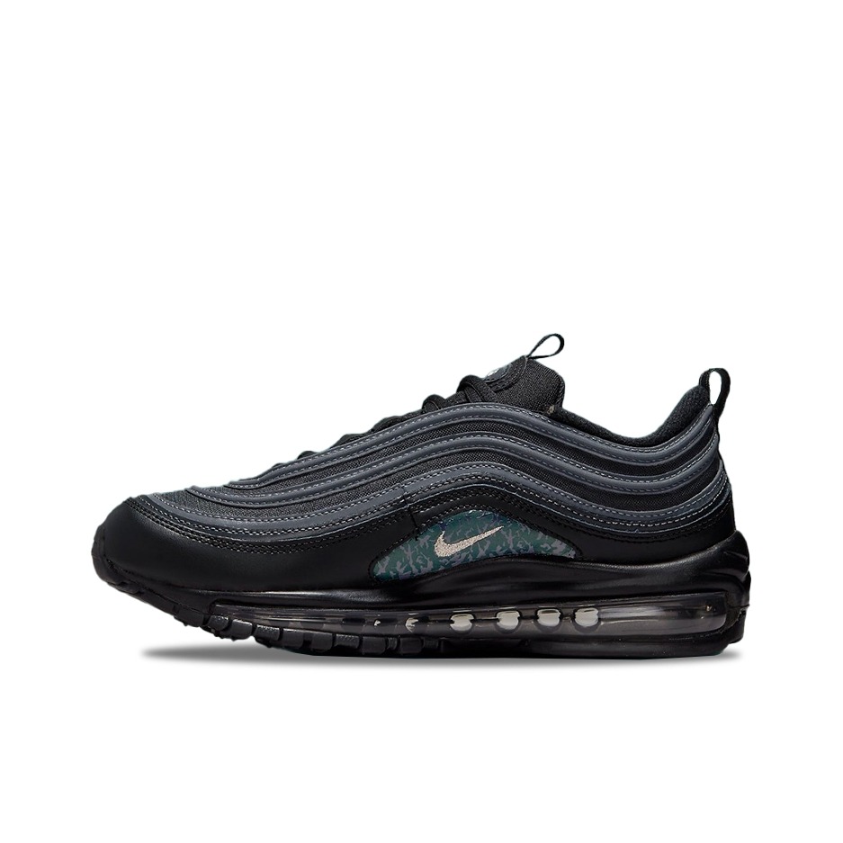 推荐商品：Nike Air Max 97 跑鞋 气垫减震全掌舒适透气防滑耐磨百搭复古织物合成革运动时尚圆头包裹性支撑 黑色/墨绿