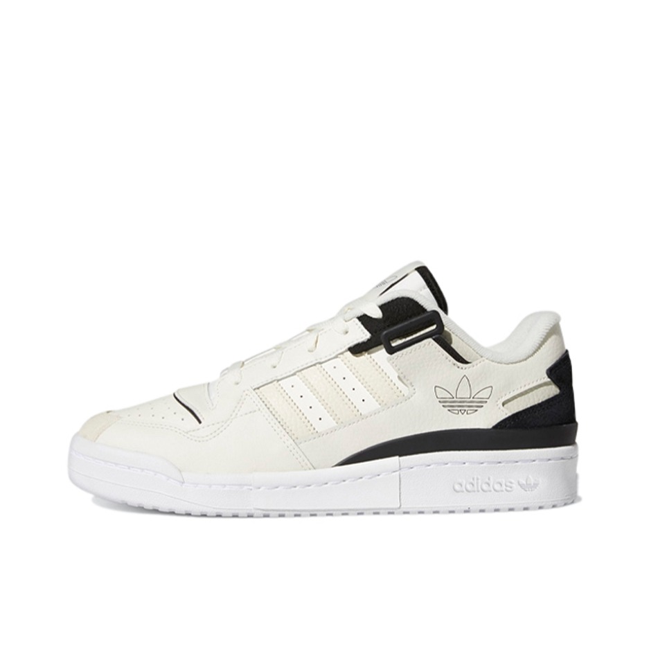 推荐商品：adidas Originals Forum 板鞋 轻便复古防滑时尚魔术贴篮球风薄底包裹性 乳白/黑色/奶油白