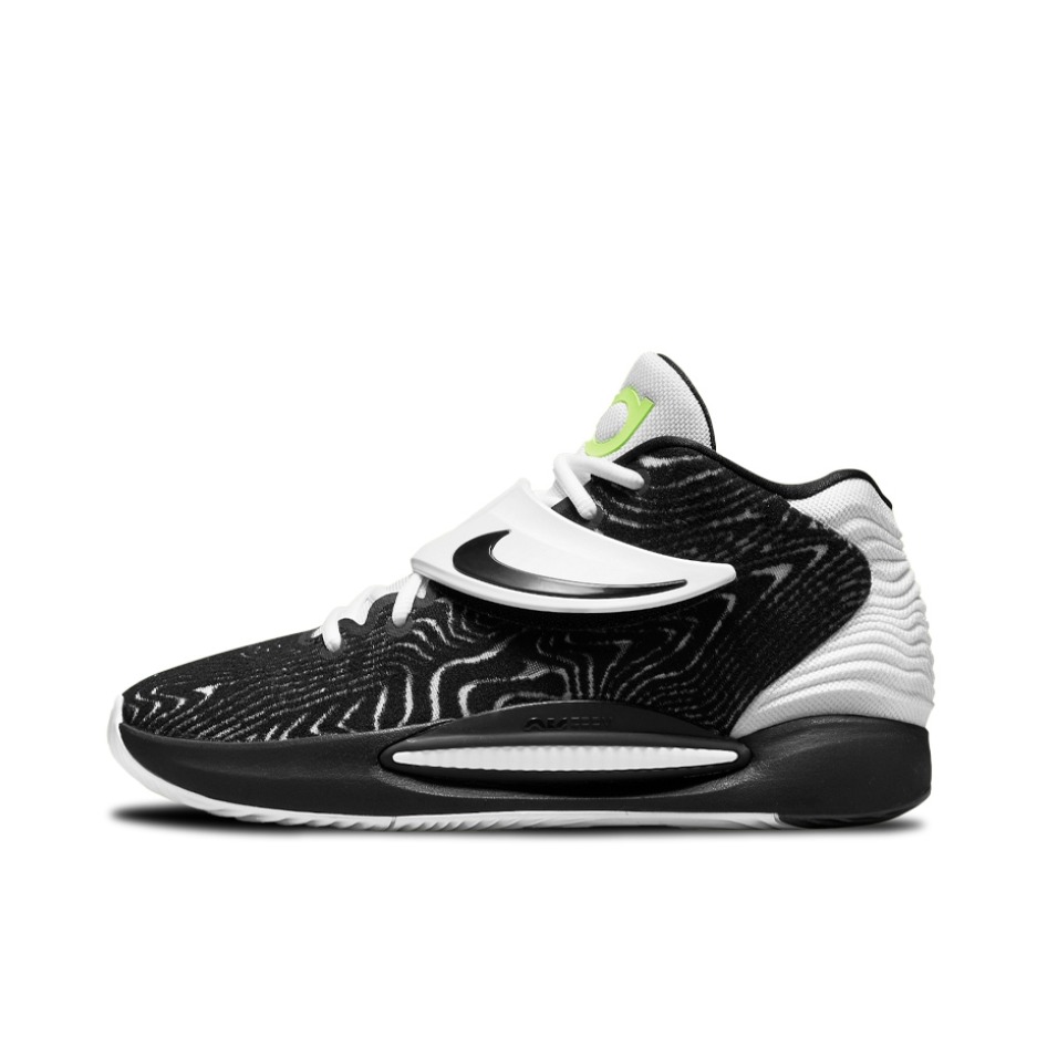 推荐商品：Nike KD 14 杜兰特 防滑耐磨 包裹性 圆头 支撑 实战 减震 织物 魔术贴 篮球鞋 黑色/白色/绿色