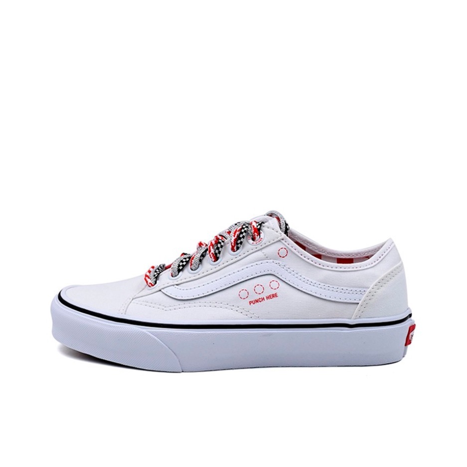 推荐商品：Vans/范斯 Old Skool 滑板鞋 板鞋 轻便防滑复古舒适经典 正白/红色