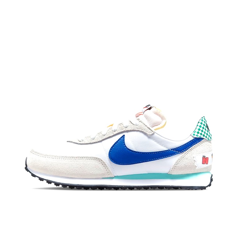 推荐商品：Nike Waffle Trainer 2 运动休闲鞋 耐磨时尚复古透气舒适 GS/米色/白色/蓝色