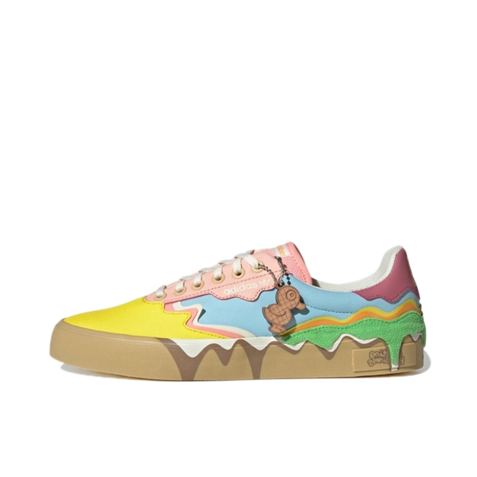 推荐商品：adidas 3MC Vulc 板鞋 复古耐磨防滑减震轻便透气 Melting Sadness联名/蓝色/黄色/浅粉色