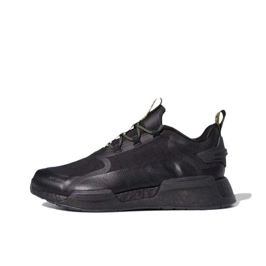 推荐商品：adidas Originals NMD V3 防滑耐磨 经典百搭 减震回弹 舒适透气 轻便 织物 防水 运动休闲鞋 核心黑/冲击黄