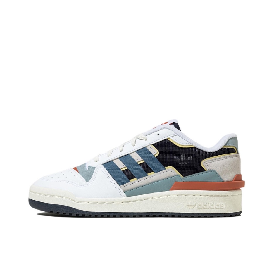 推荐商品：adidas Originals Forum Exhibit 板鞋 街头经典拼接耐磨防滑复古包裹性 白色/黑色/雾霾蓝