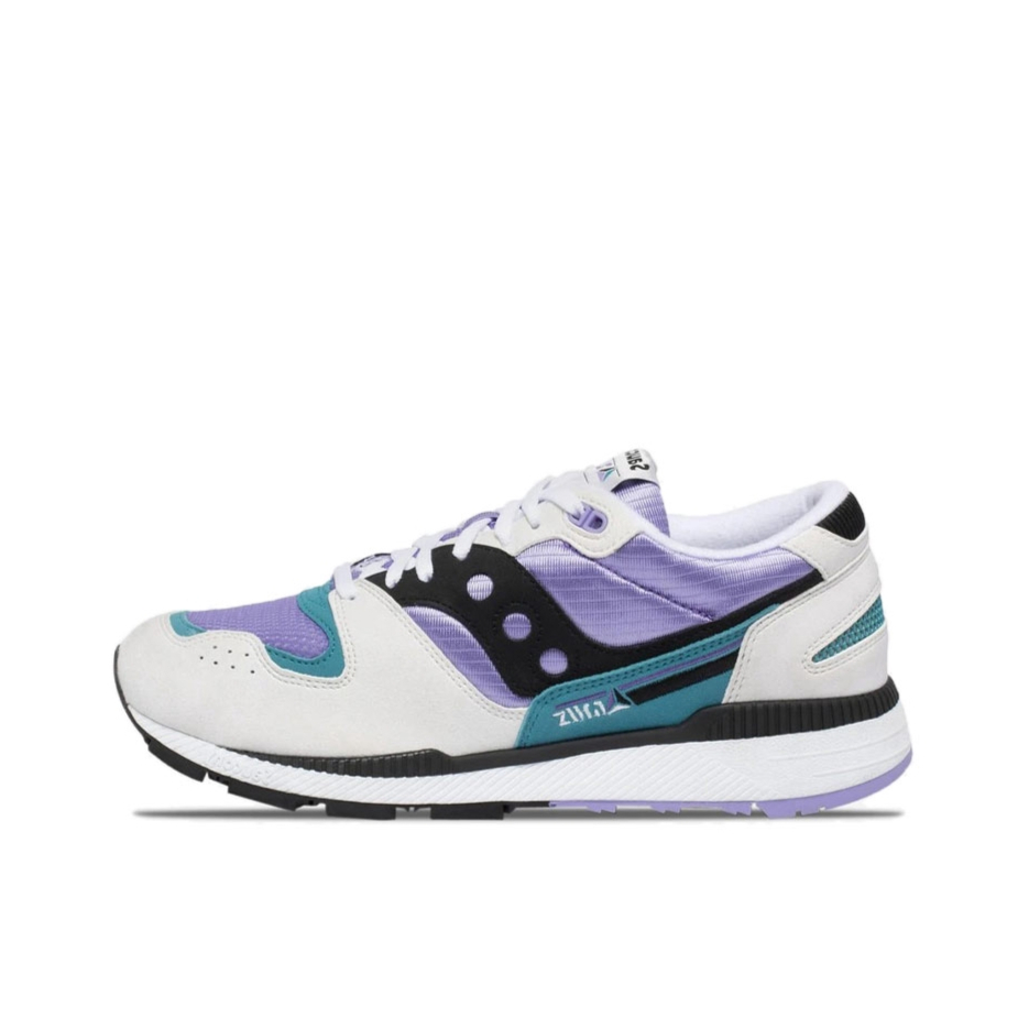 推荐商品：Saucony/索康尼 Azura 防滑耐磨 透气 轻量缓震 复古百搭 网布 织物 合成革 跑鞋 白紫