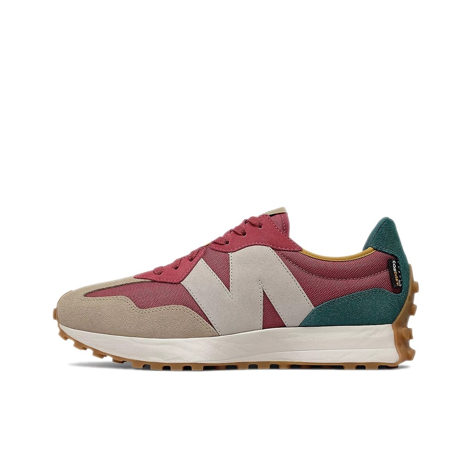 推荐商品：【IU同款】 New Balance 327 跑鞋 舒适复古防滑耐磨休闲透气减震拼接运动防水织物慢跑圆头 咖红/桃杏绿