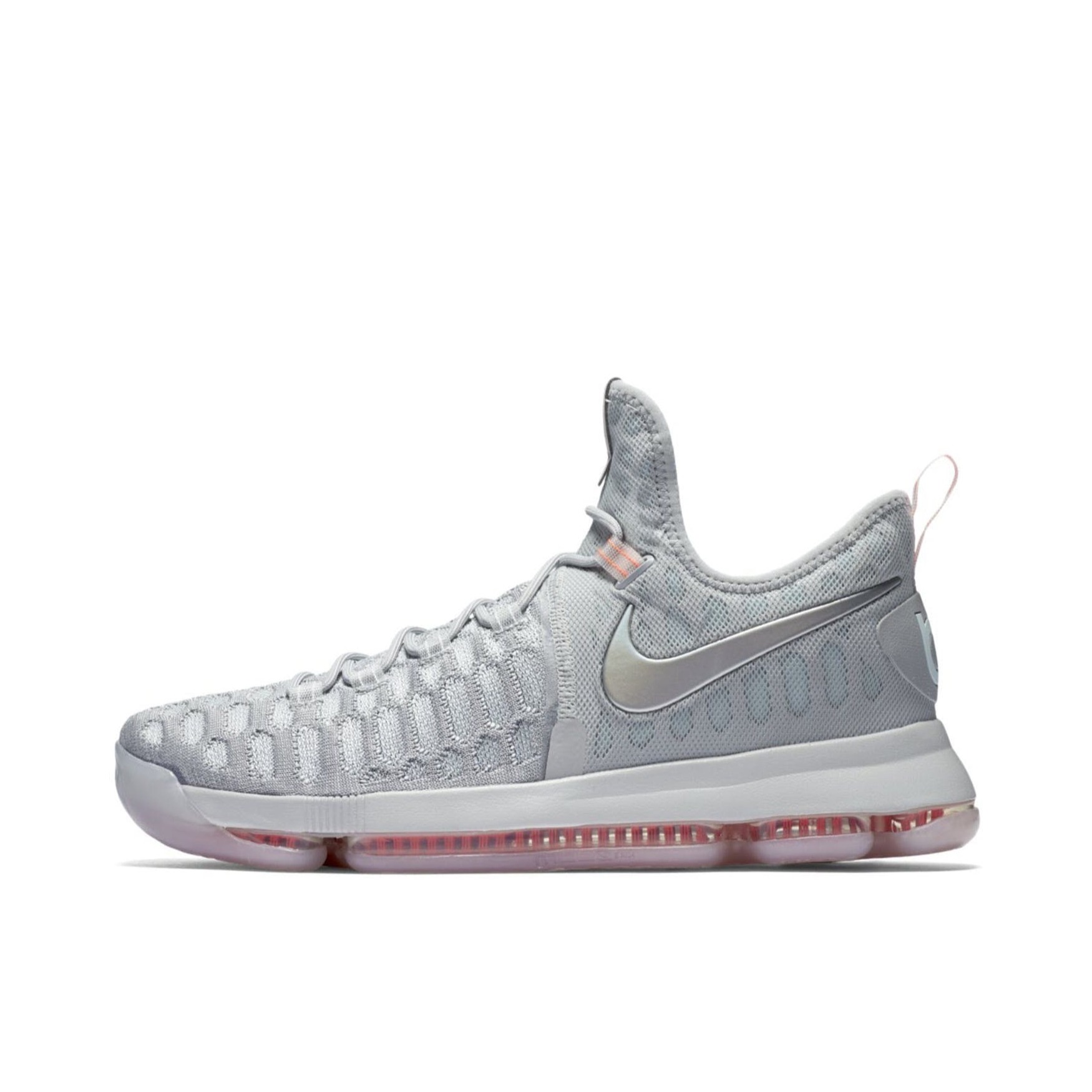 推荐商品：Nike KD 9 实战耐磨 舒适透气 防滑轻便 圆头 运动 减震 篮球鞋 Pre-Heat 灰色/粉色