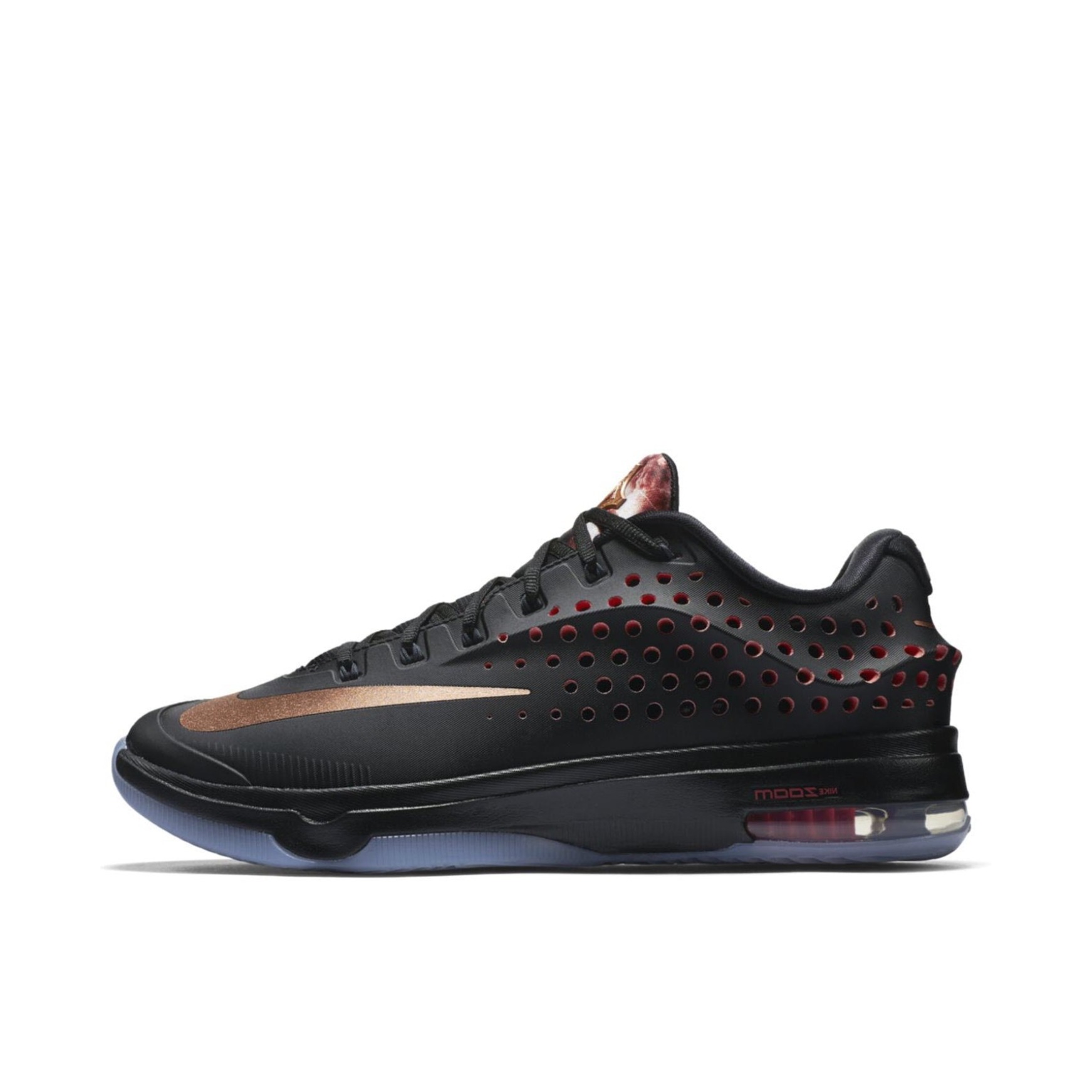 推荐商品：Nike KD 7 防滑耐磨 舒适透气 减震轻便 圆头 实战 低帮 篮球鞋 Rose Gold 黑色/金色