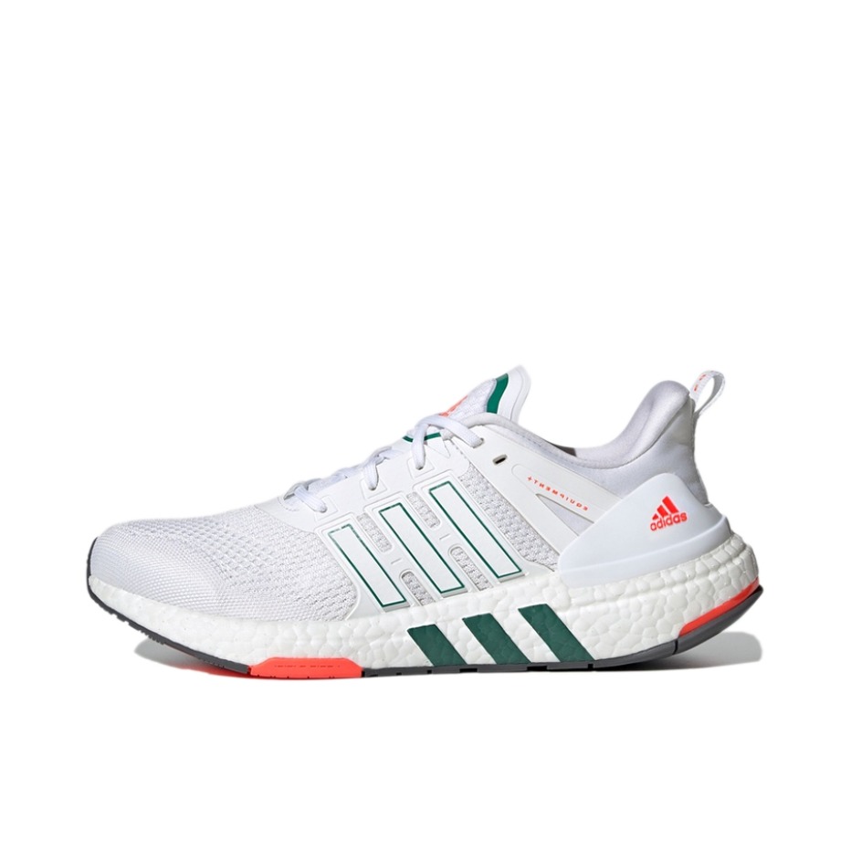 推荐商品：adidas Equipment+ 跑鞋 缓震防滑耐磨舒适轻便透气网面全掌织物回弹轻运动 白色/绿色/红色