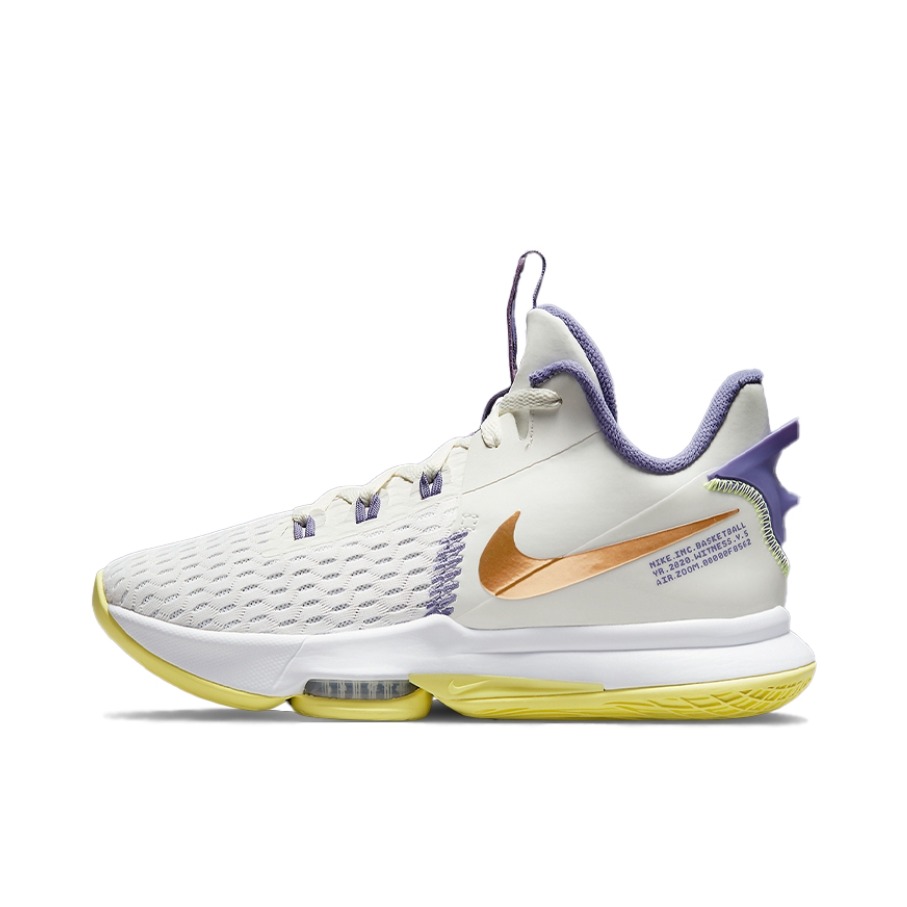 推荐商品：Nike Lebron Witness 5 詹姆斯 缓震回弹 防滑耐磨 实战 篮球鞋 Lakers 国内版/白色/金色/紫色