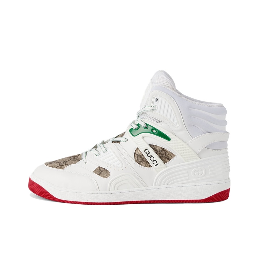 推荐商品：Gucci Basket 板鞋 复古时尚休闲运动舒适减震防滑耐磨织物做旧圆头 女款/白色/红色