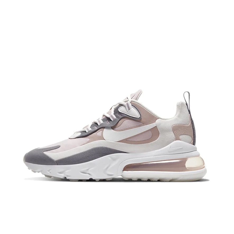 推荐商品：Nike Air Max 270 React 跑鞋 气垫缓震耐磨舒适透气复古拼接圆头回弹 White/Grey/Pink 白灰粉