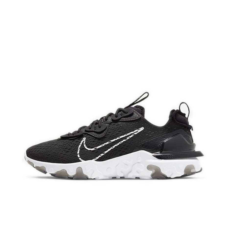 推荐商品：Nike React Vision 跑鞋 耐磨缓震休闲轻便透气机能解构运动织物合成革泡棉包裹性 Black White 黑白