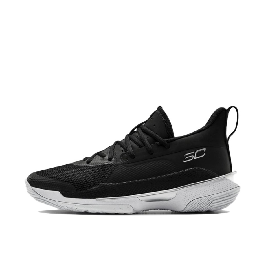 推荐商品：Under Armour/安德玛 Curry 7 实战缓冲 防滑耐磨 舒适透气 网布 圆头 合成革 篮球鞋 黑色/白色