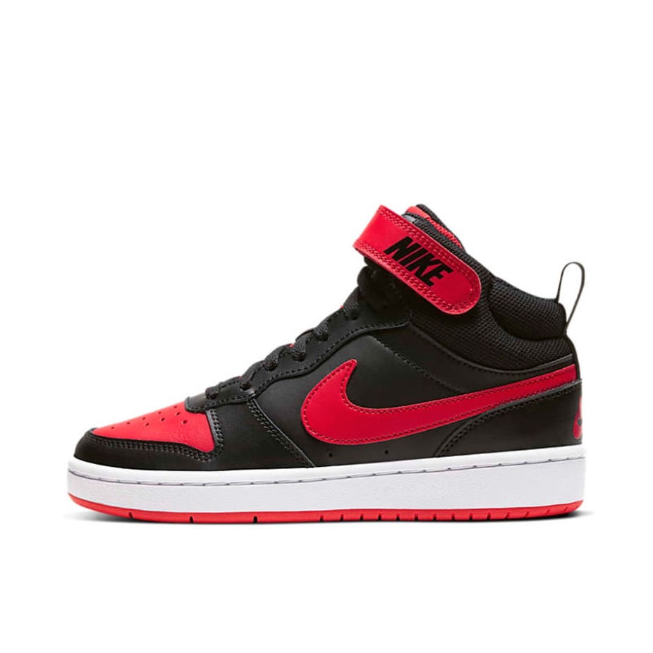 推荐商品：Nike Court Borough 2 板鞋 复古时尚支撑舒适百搭轻便防滑 GS/黑色/红色