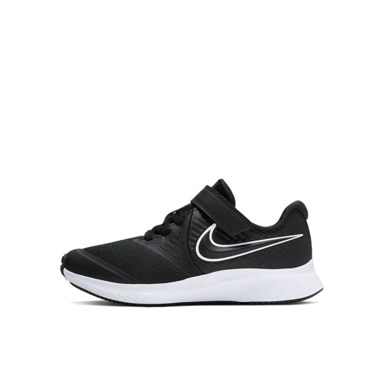 推荐商品：Nike Star Runner 2 魔术贴 休闲软底 轻便舒适 耐磨 运动鞋儿童 Black White 小童/黑白