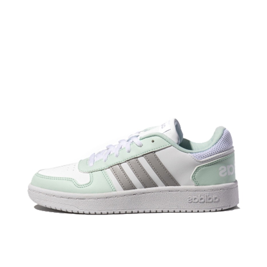 推荐商品：adidas Hoops 2.0 板鞋 简约百搭复古透气轻便舒适防滑耐磨圆头轻运动 White/Grey/Green 白灰绿