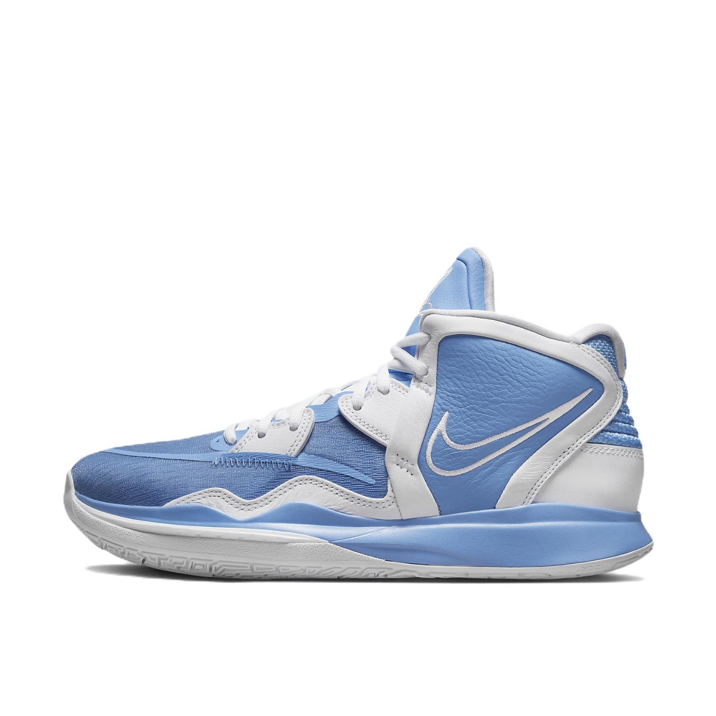 推荐商品：Nike Kyrie 8 infinity 欧文8 防滑耐磨 减震透气 包裹性 实战 织物 合成革 舒适百搭 篮球鞋 浅蓝色/白色