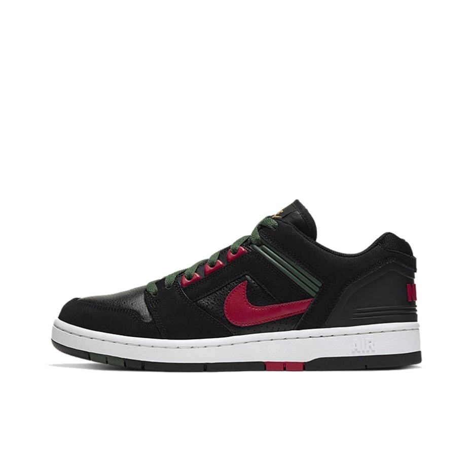 推荐商品：Nike SB Air Force 2 空军二号 休闲防滑 复古时尚 轻便 包裹性 板鞋 Black/Red/Green 黑红绿