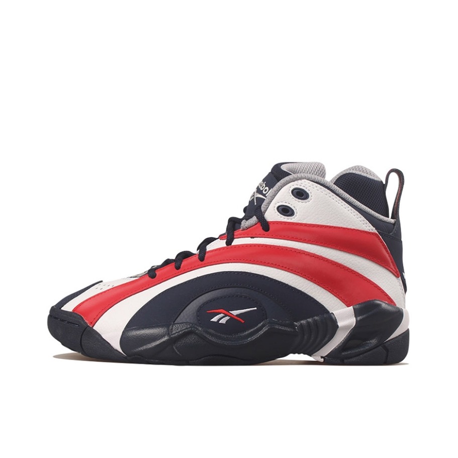 推荐商品：Reebok/锐步 Shaqnosis 复古防滑 减震 合成革 潮流 舒适 篮球鞋 Navy/White/Red 藏蓝/白/红
