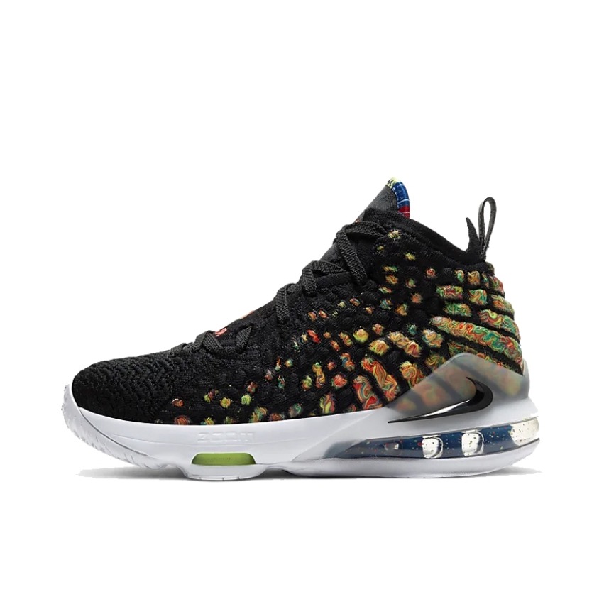 推荐商品：Nike Zoom LeBron 17 詹姆斯 气垫缓震 防滑耐磨 实战 织物 回弹 篮球鞋 James Gang 黑彩虹