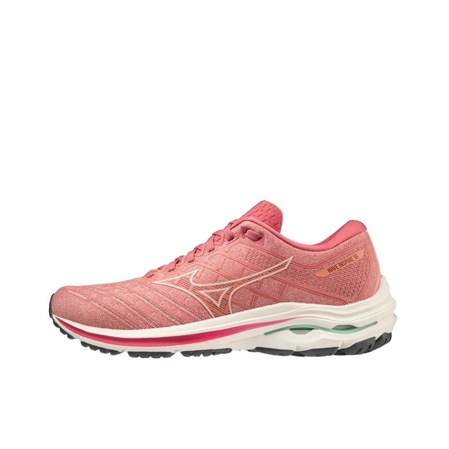 推荐商品：Mizuno/美津浓 Wave Inspire 18 稳定支撑 缓震回弹 舒适透气 织物 百塔 跑鞋 女款/粉色