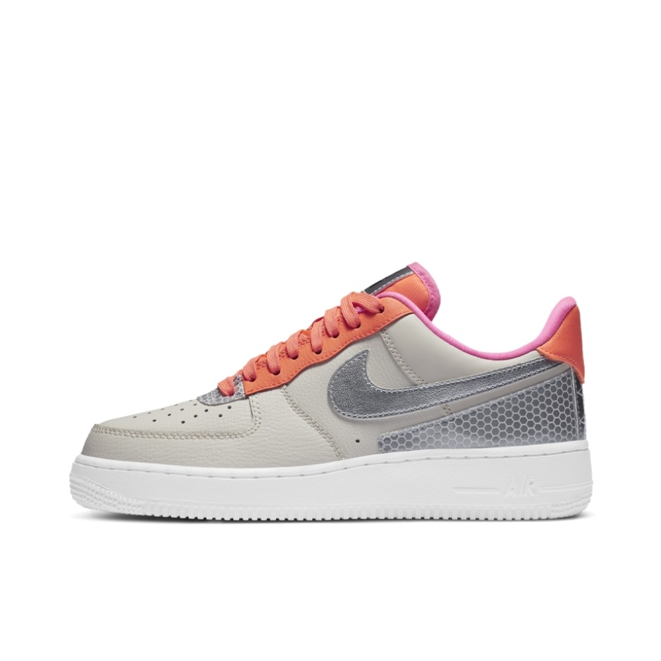 推荐商品：Nike Air Force 1 空军一号 板鞋 轻便舒适百搭耐磨防滑复古 Metallic Silver 低帮/3M反光/银橙