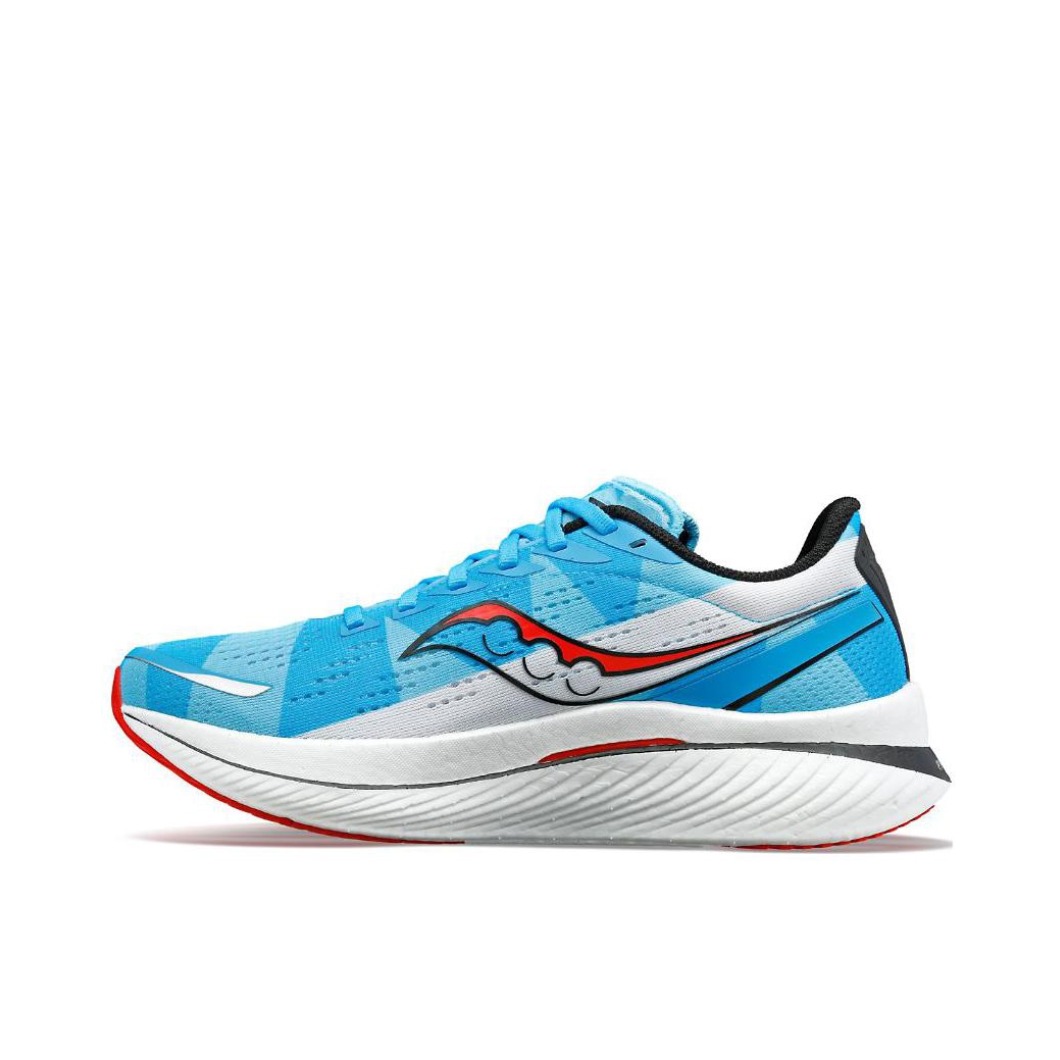 推荐商品：Saucony/索康尼 Endorphin Speed 啡速3 舒适百搭 防滑耐磨 全掌碳板 织物 防水 马拉松 跑鞋 白色/蓝色