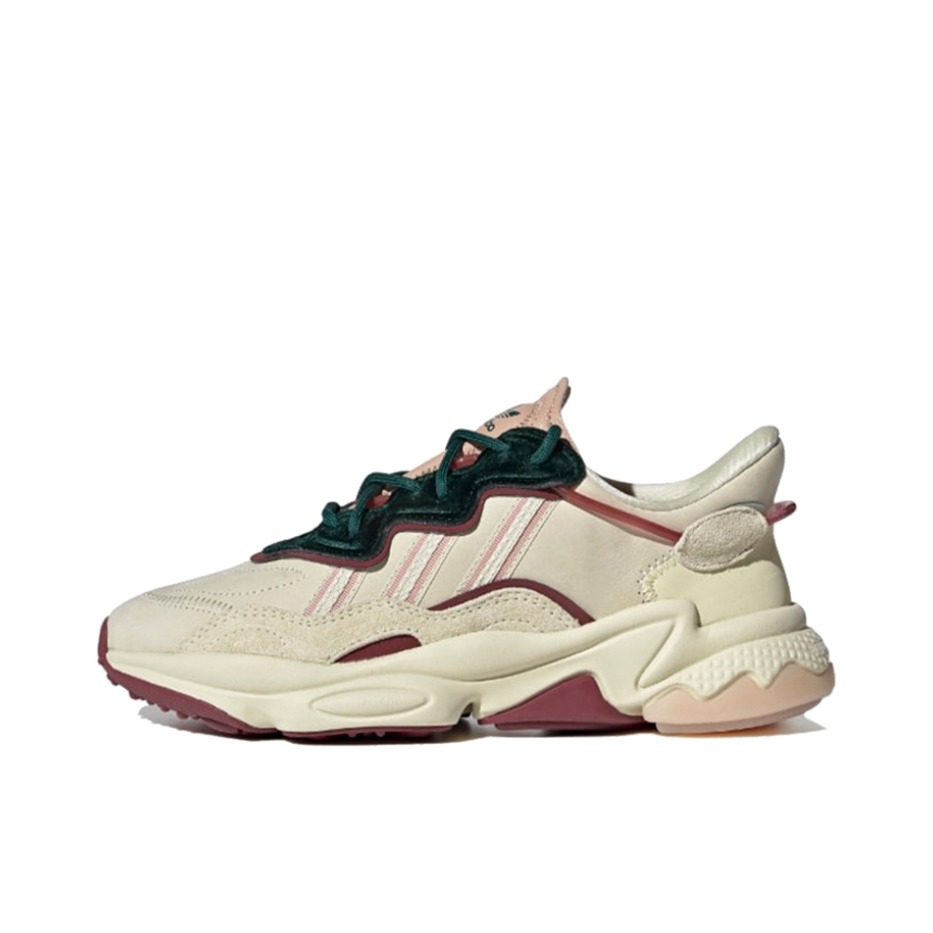 推荐商品：adidas Originals Ozweego 耐磨透气 百搭简约 舒适时尚 缓震 复古运动 网面 老爹鞋 米白/紫红/黑色