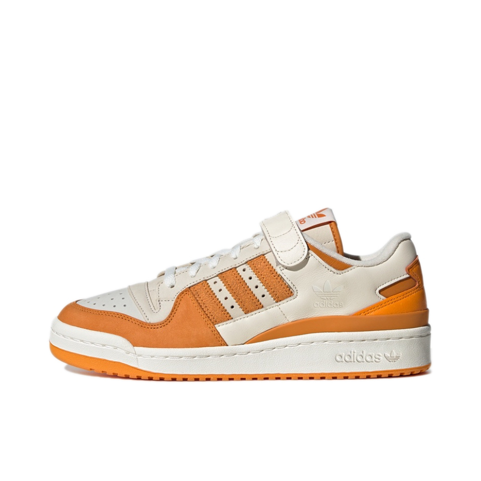 推荐商品：adidas Originals Forum 板鞋 轻便复古防滑时尚魔术贴篮球风薄底包裹性 米白/黄色/白橙
