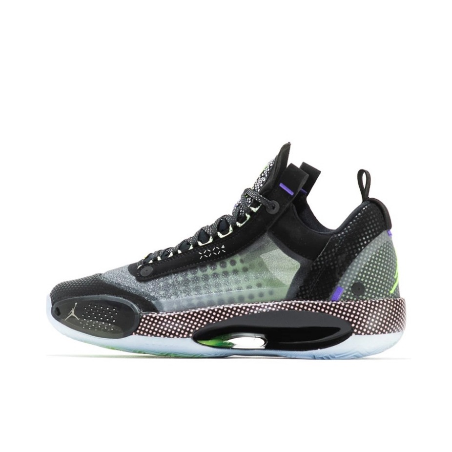推荐商品：Air Jordan 34 篮球鞋 缓震支撑防滑耐磨实战回弹 Halftone Dots 黑绿紫
