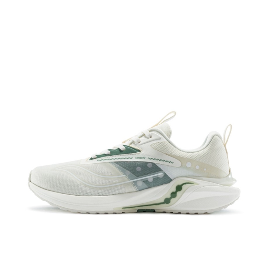 推荐商品：Saucony/索康尼 Coyote Hybrid 缓震耐磨 轻便透气 训练 织物 跑鞋 白色/绿色